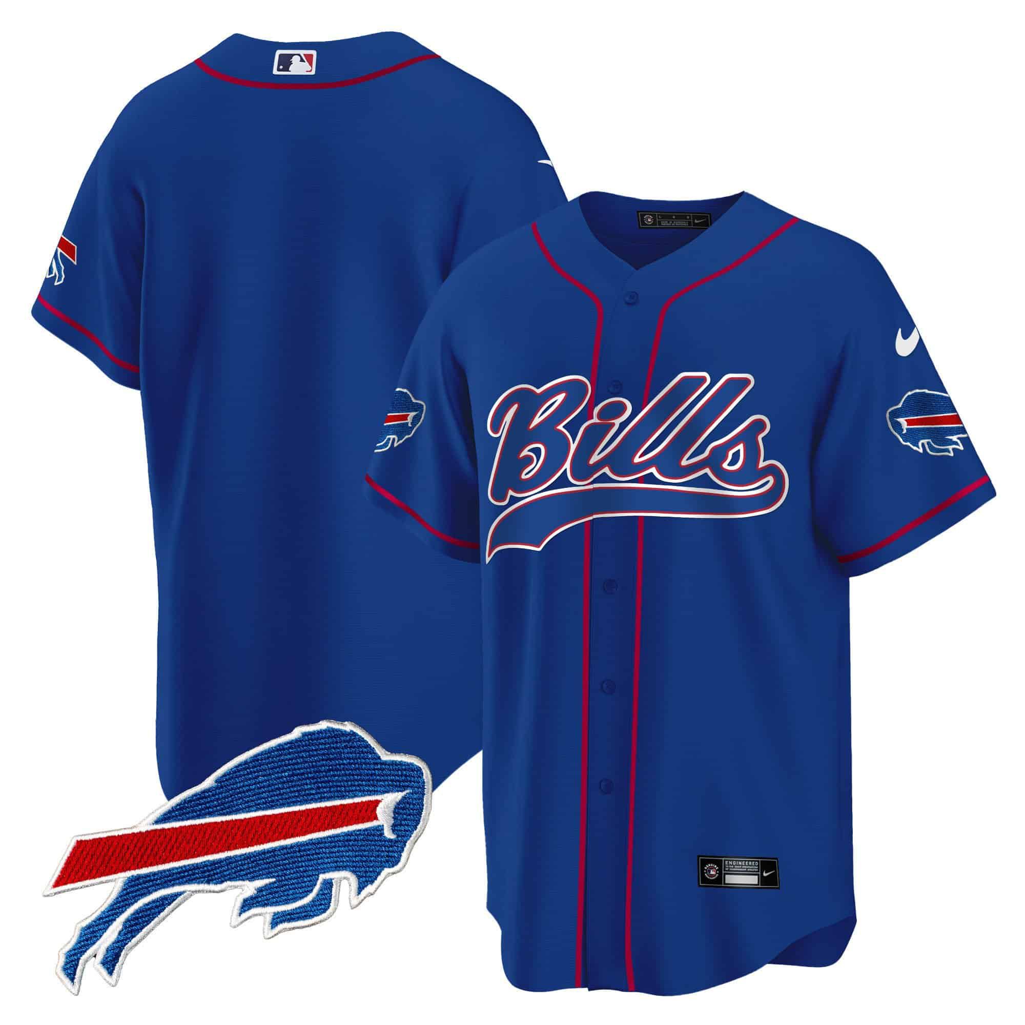 Men Buffalo Bills Blank Blue 2024 Nike Baseball Game NFL Jersey->customized nfl jersey->Custom Jersey